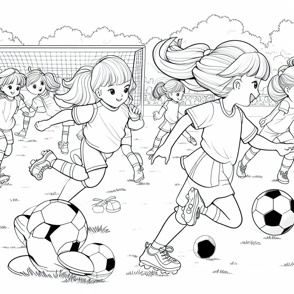 Dibujos de niñas jugando Fútbol para colorear