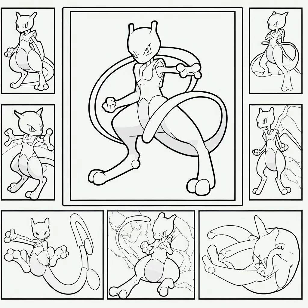 Dibujos de pokémon para imprimir y colorear Mewtwo