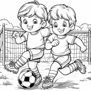 Dibujos de fútbol para colorear: Niños jugando al futbol para imprimir y colorear