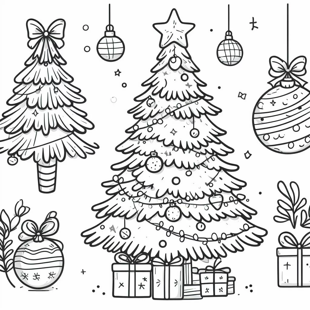 Dibujos de Navidad para Colorear: Árbol de Navidad 3