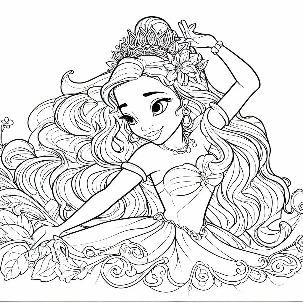 Dibujo de Princesa Tiana para colorear 