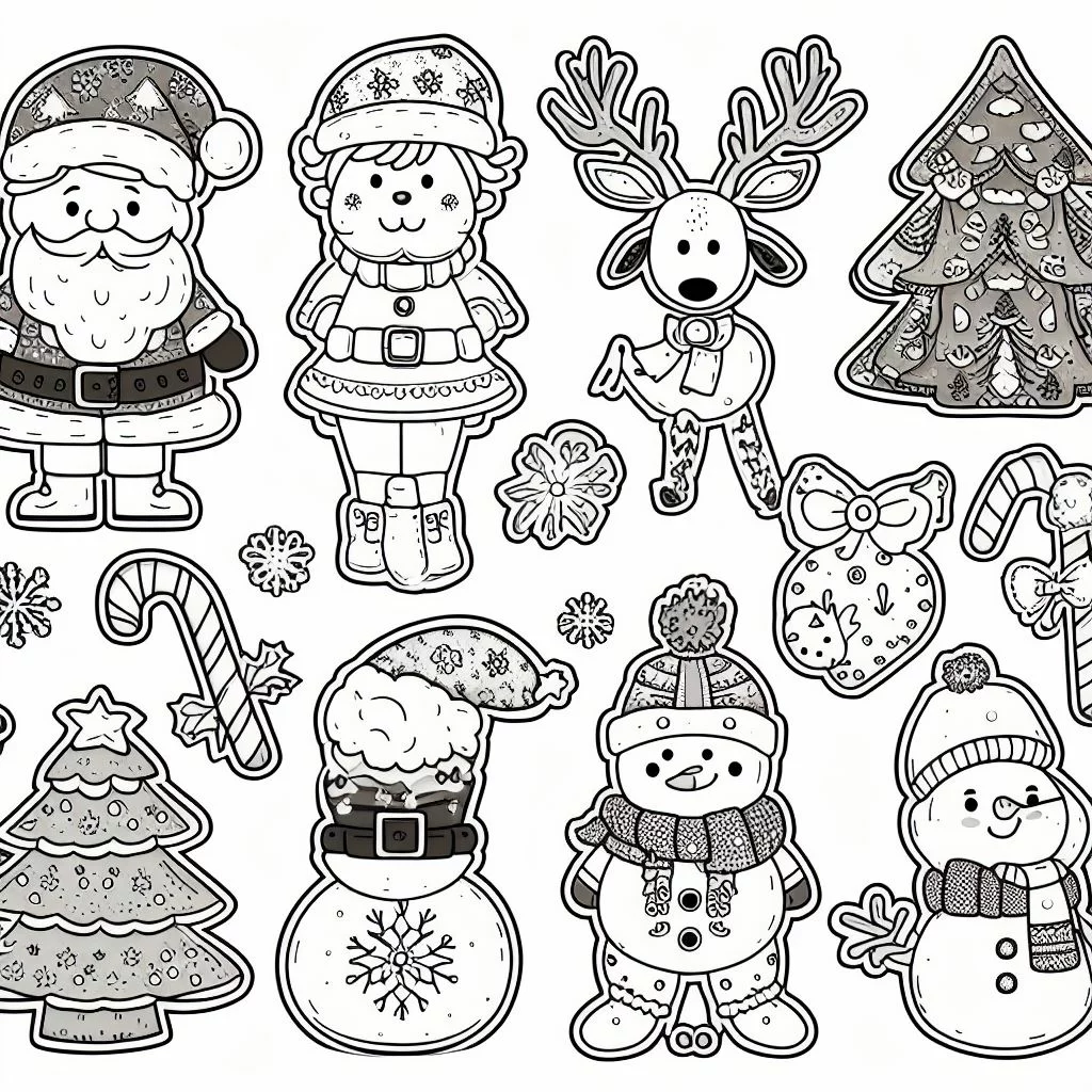Dibujos de Navidad para colorear renos, muñeco de nieve, Papá Noel, y más 1