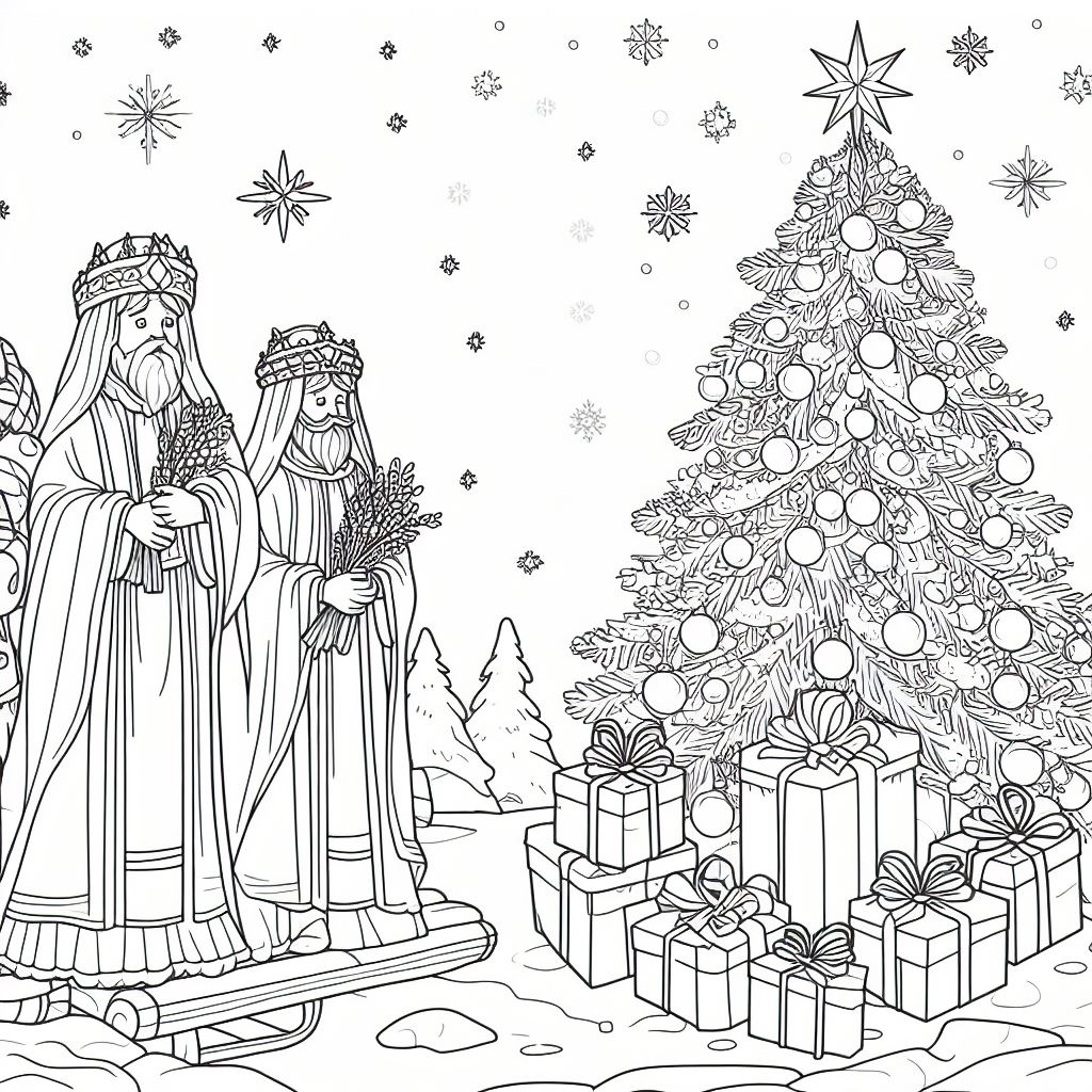 Dibujos de navidad para colorear: Los tres reyes magos para colorear 1