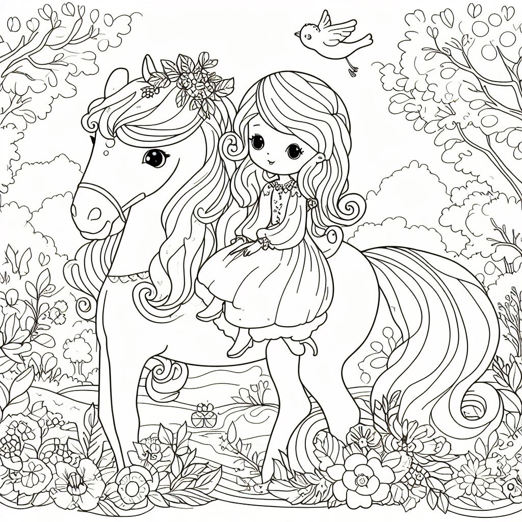 Dibujos de princesas con caballo 4