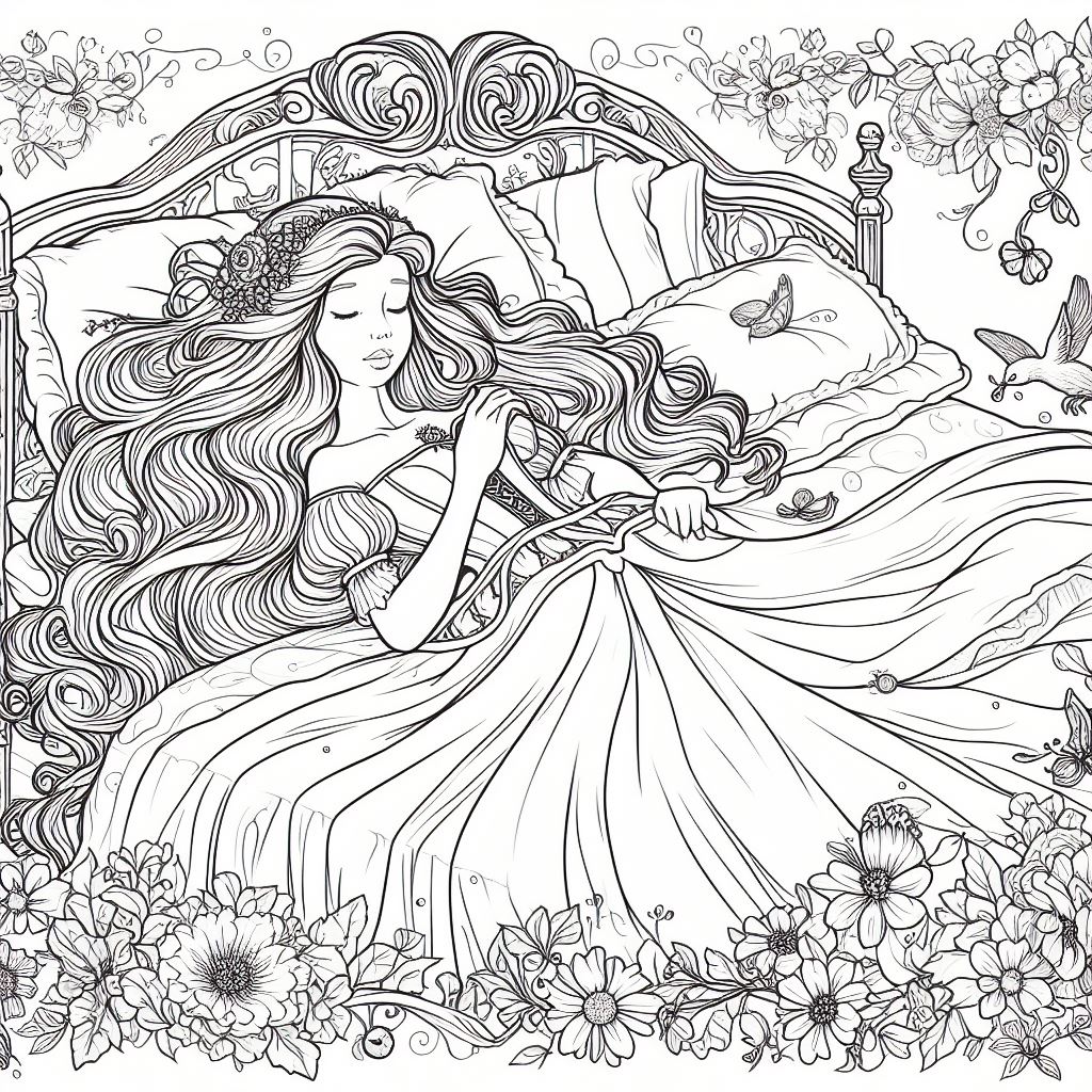 Dibujos de la bella durmiente para colorear 1