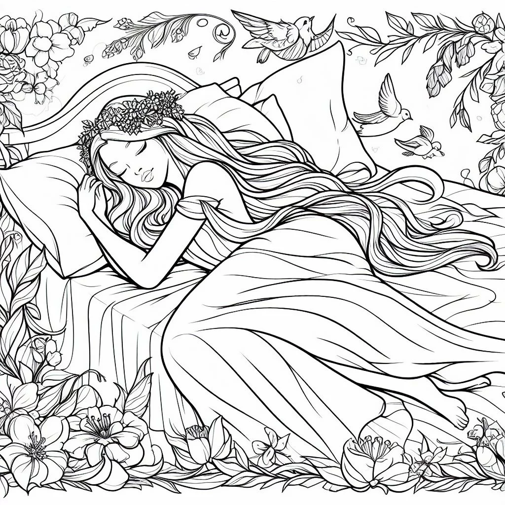Dibujos de la bella durmiente para colorear 2