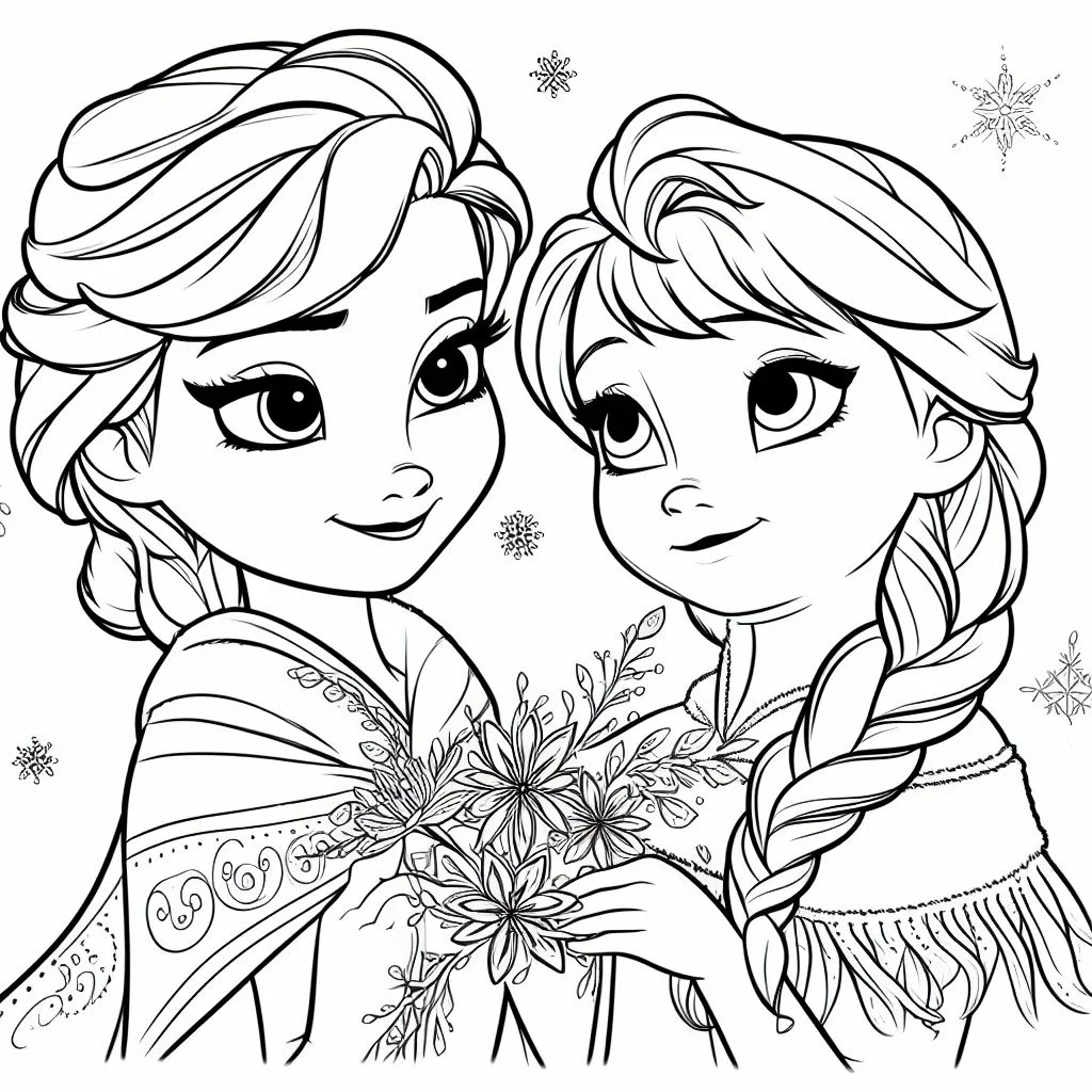 Dibujos de Frozen Para pintar: Elsa y Anna 2