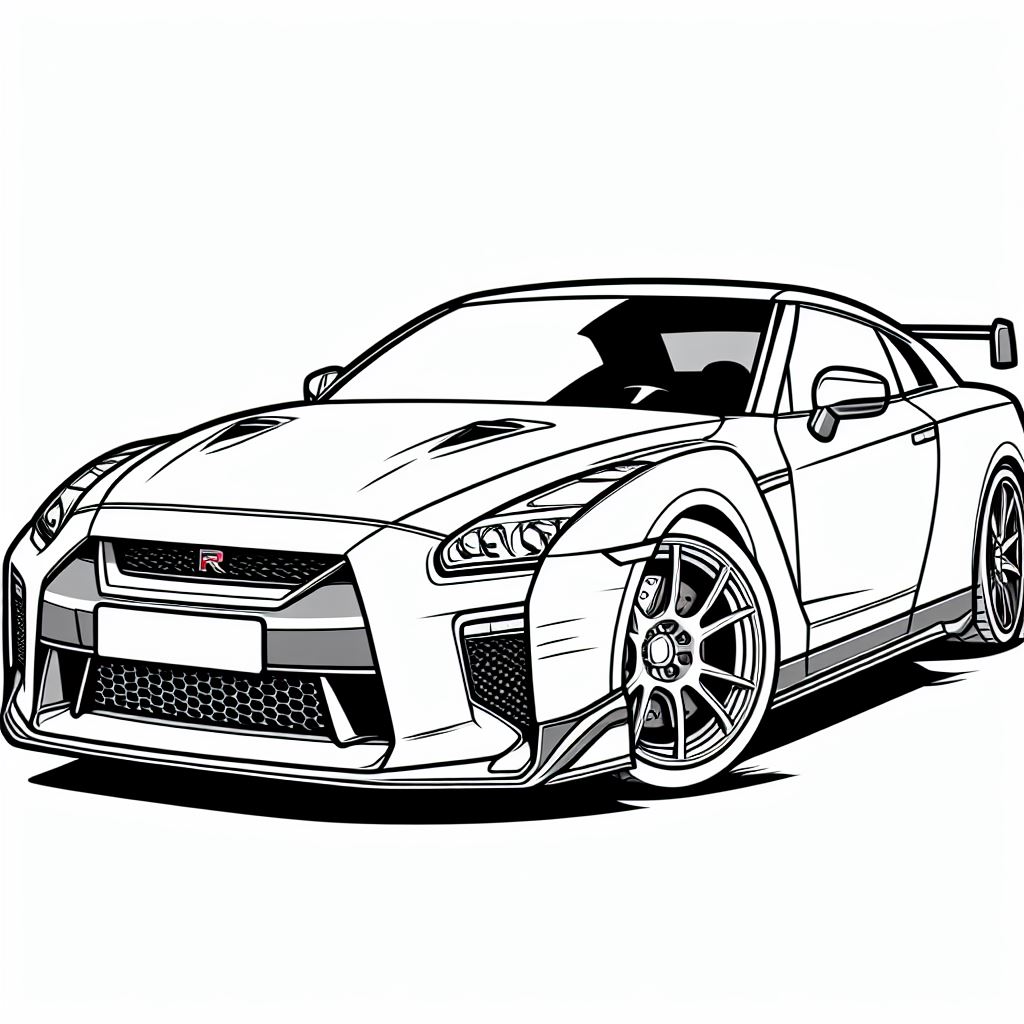 Dibujos de Coches para Colorear: Nissan GTR 1