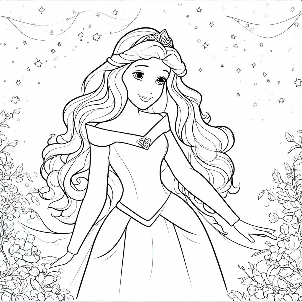 Dibujo princesa Aurora para pintar 