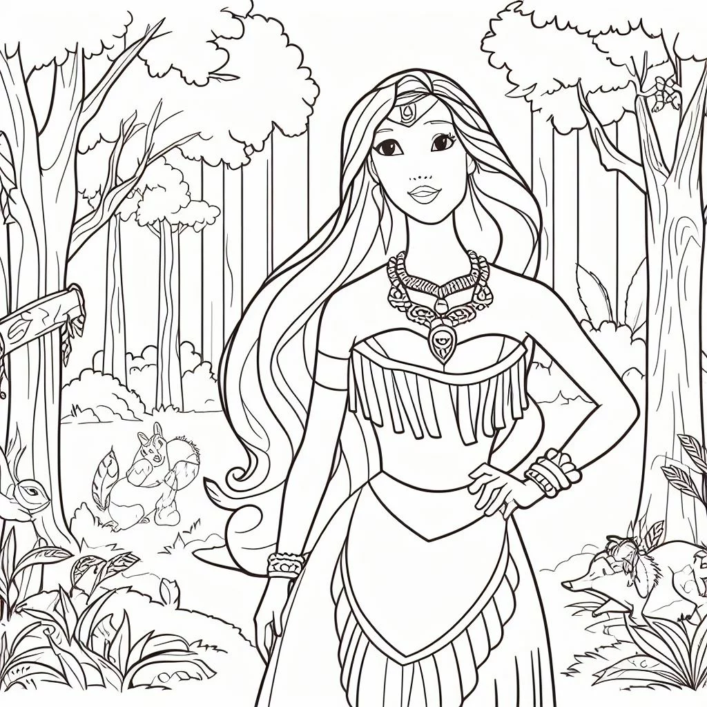 Dibujos de Pocahontas para colorear 1