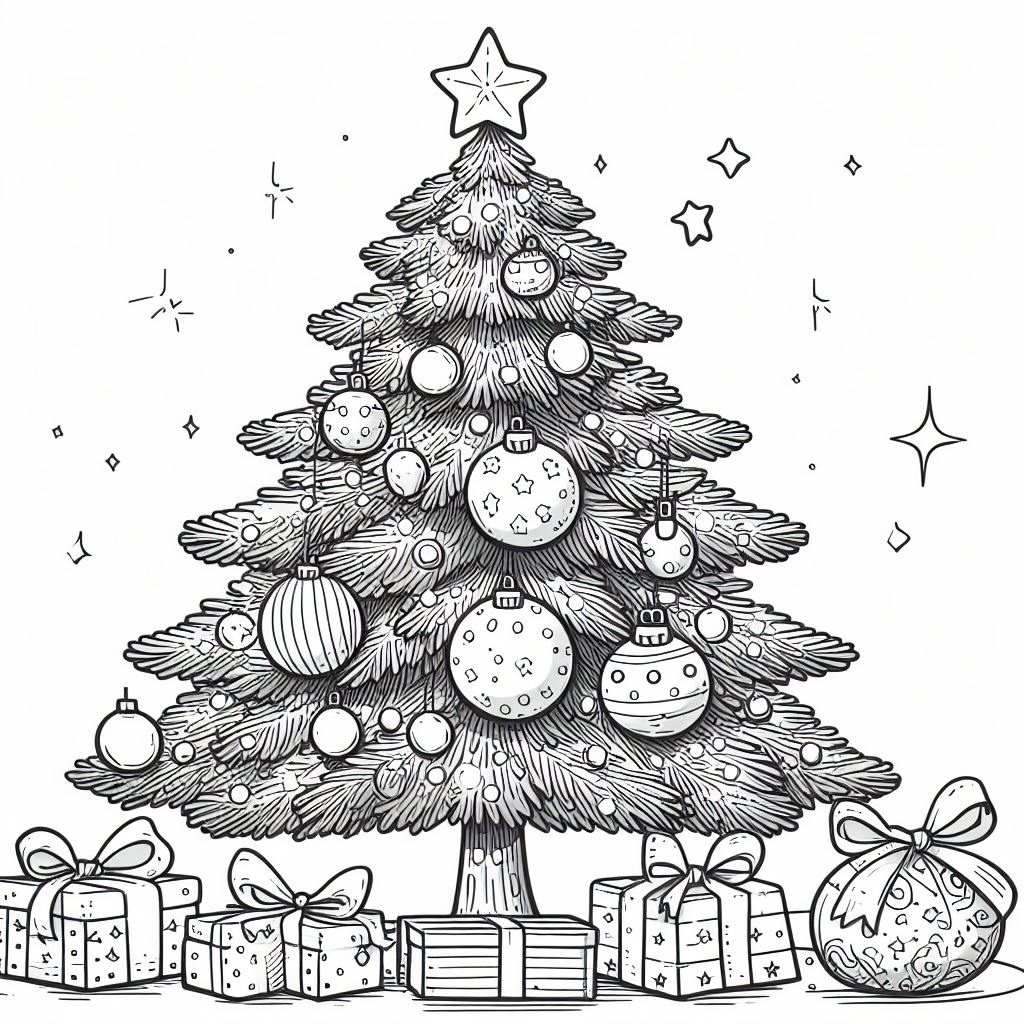 Dibujos de Navidad para Colorear: Árbol de Navidad 1