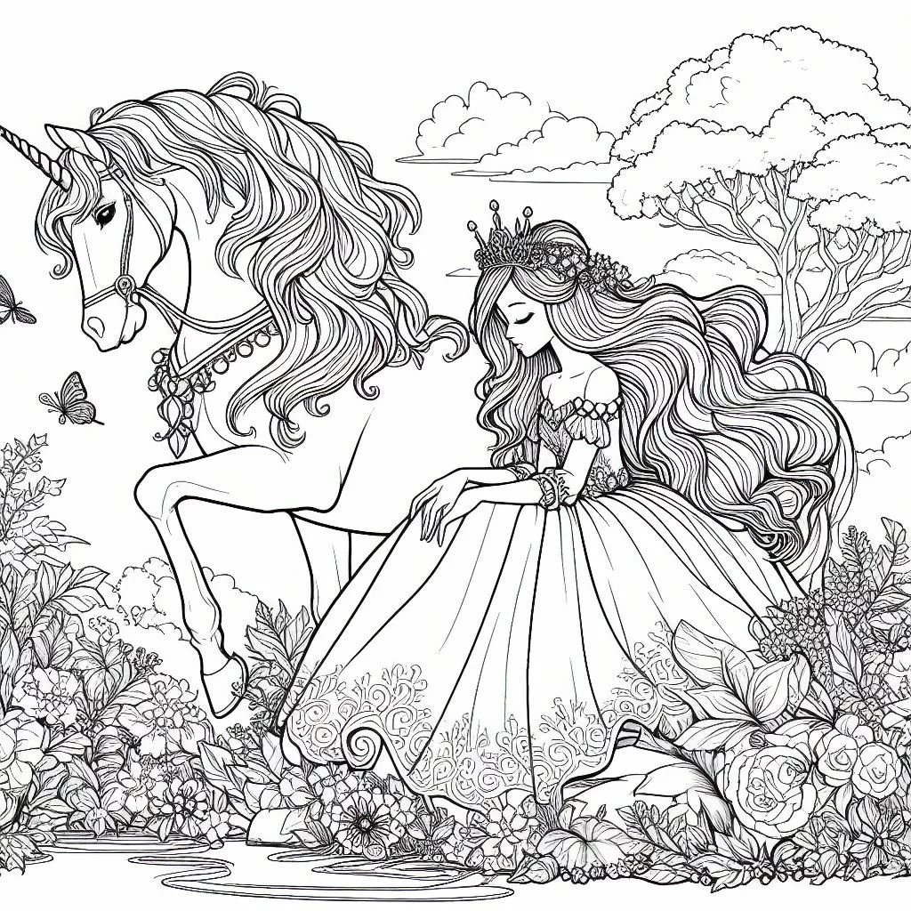 Dibujos de princesas con Unicornio 4