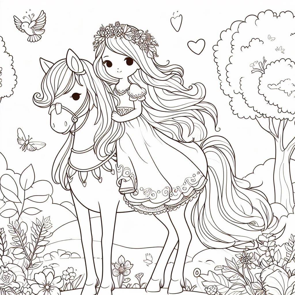 Dibujos de princesas con caballo 3