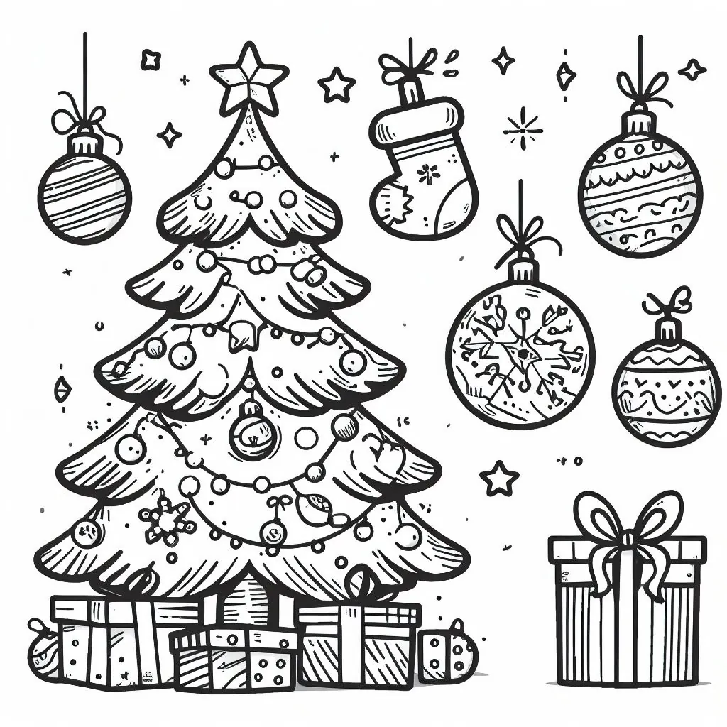 Dibujos de Navidad para Colorear: Árbol de Navidad 2