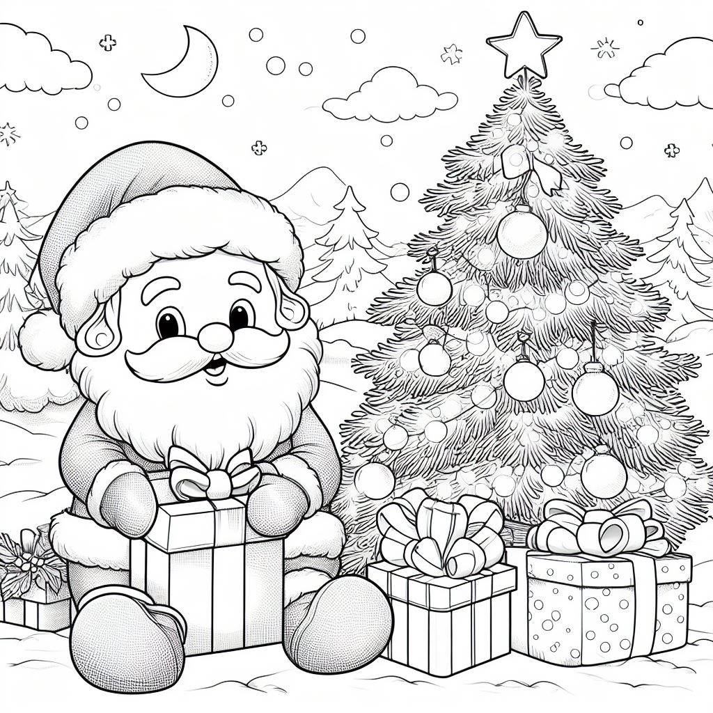 Dibujos de navidad para colorear: Papá Noel 4