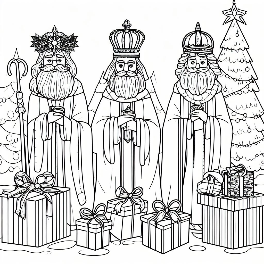 Dibujos de navidad para colorear: Los tres reyes magos para colorear 2