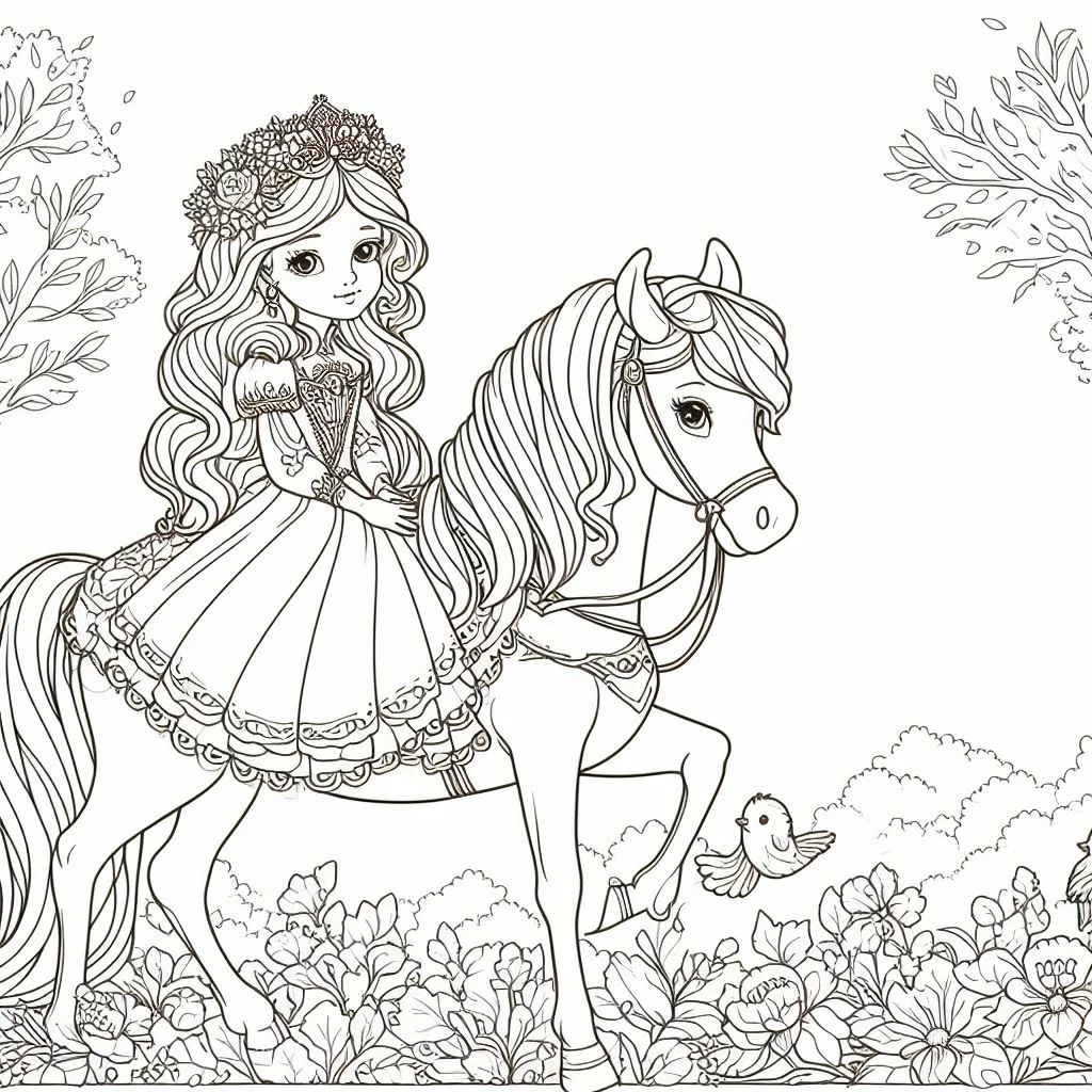 Dibujos de princesas con caballo 1