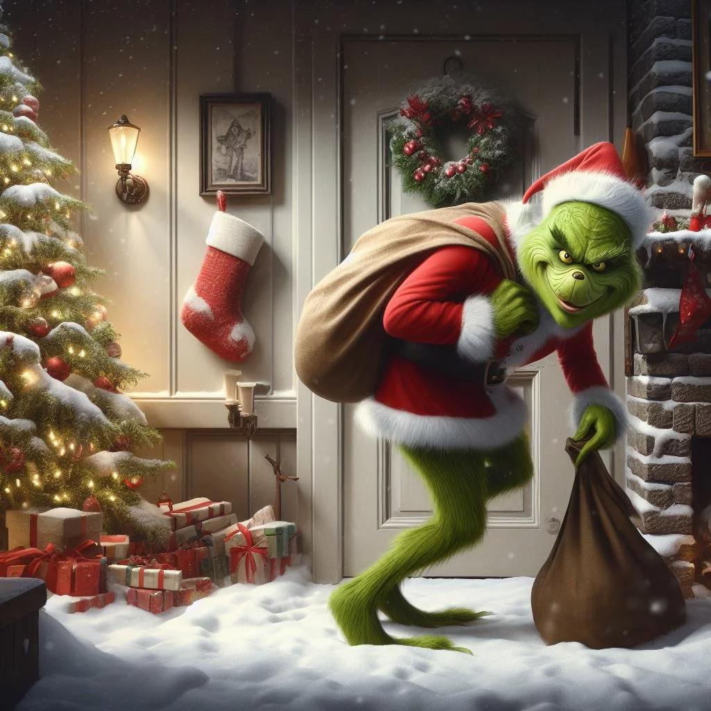 Cuento de navidad El Grinch: El Grinch robando los regalos de navidad
