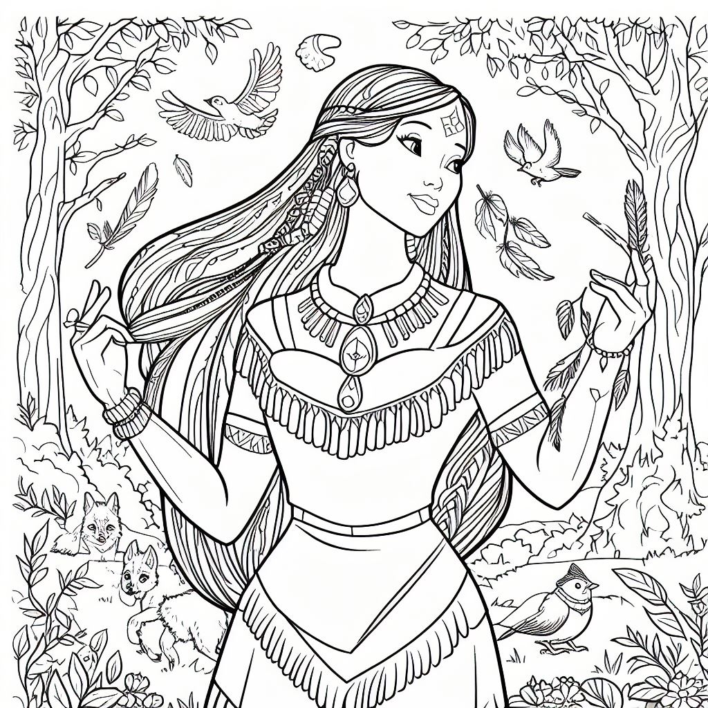 Dibujos de Pocahontas para colorear 3