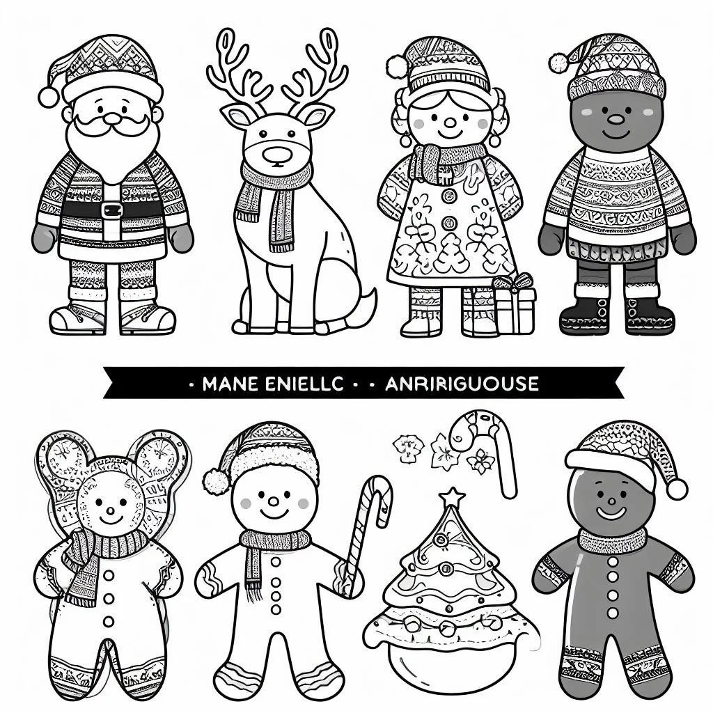 Dibujos de Navidad para colorear renos, muñeco de nieve, Papá Noel, y más 2