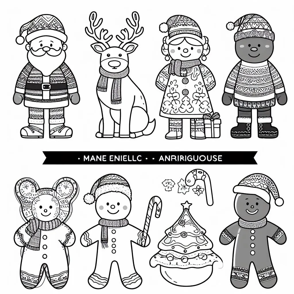 Dibujos de Navidad para colorear renos, muñeco de nieve, Papá Noel, y más 2