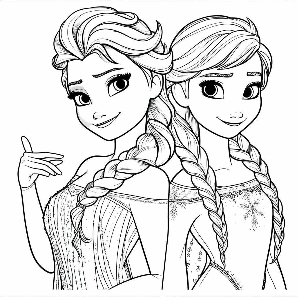 Dibujos de Frozen Para pintar: Elsa y Anna 3