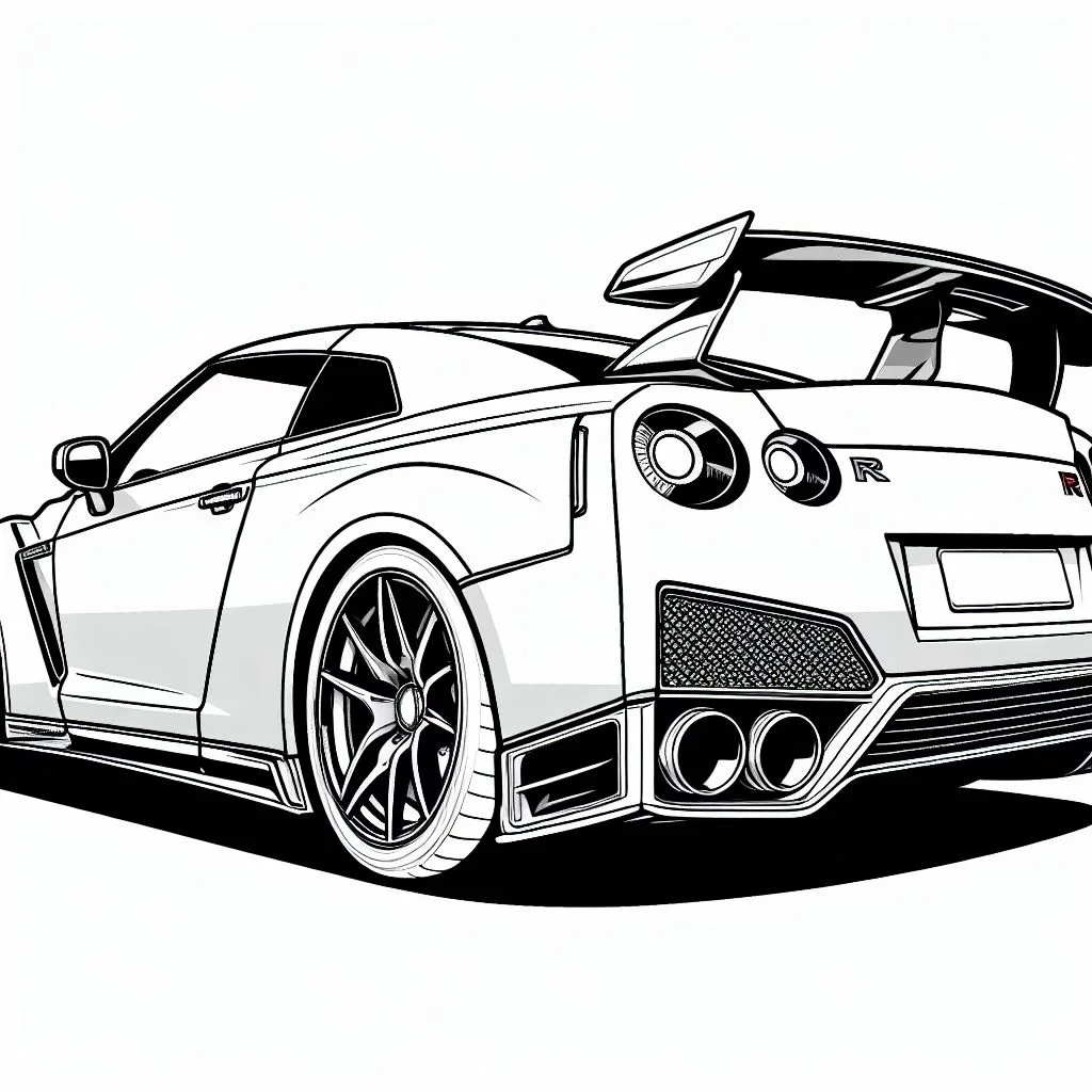Dibujos de Coches para Colorear: Nissan GTR 2