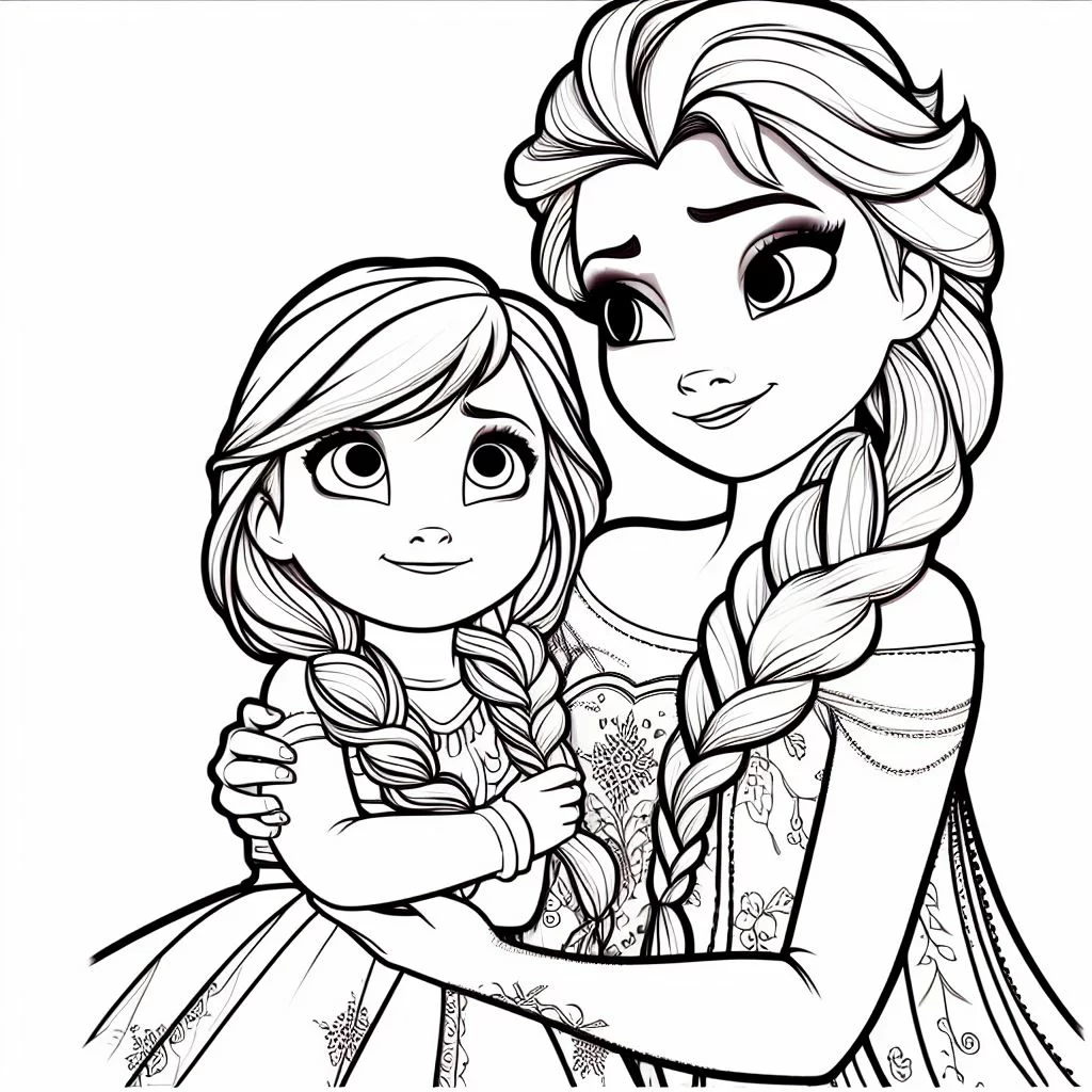 Dibujos de Frozen Para pintar: Elsa y Anna 1