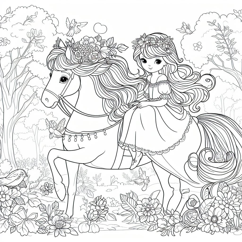 Dibujos de princesas con caballo 2