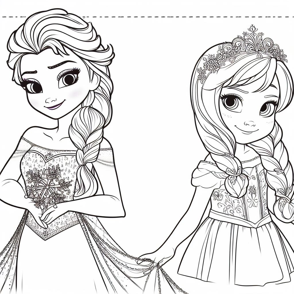 Dibujos de Frozen Para pintar: Elsa y Anna 5