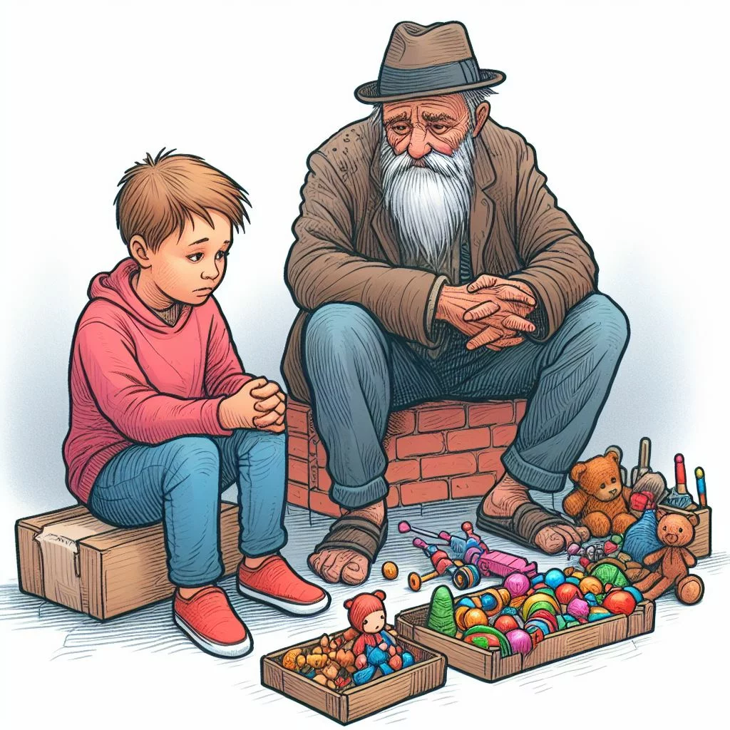 Cuento Los Regalos del Niño Jesús: Un día, mientras paseaba por el mercado del pueblo con su abuela, vio a un anciano que vendía hermosos juguetes hechos a mano
