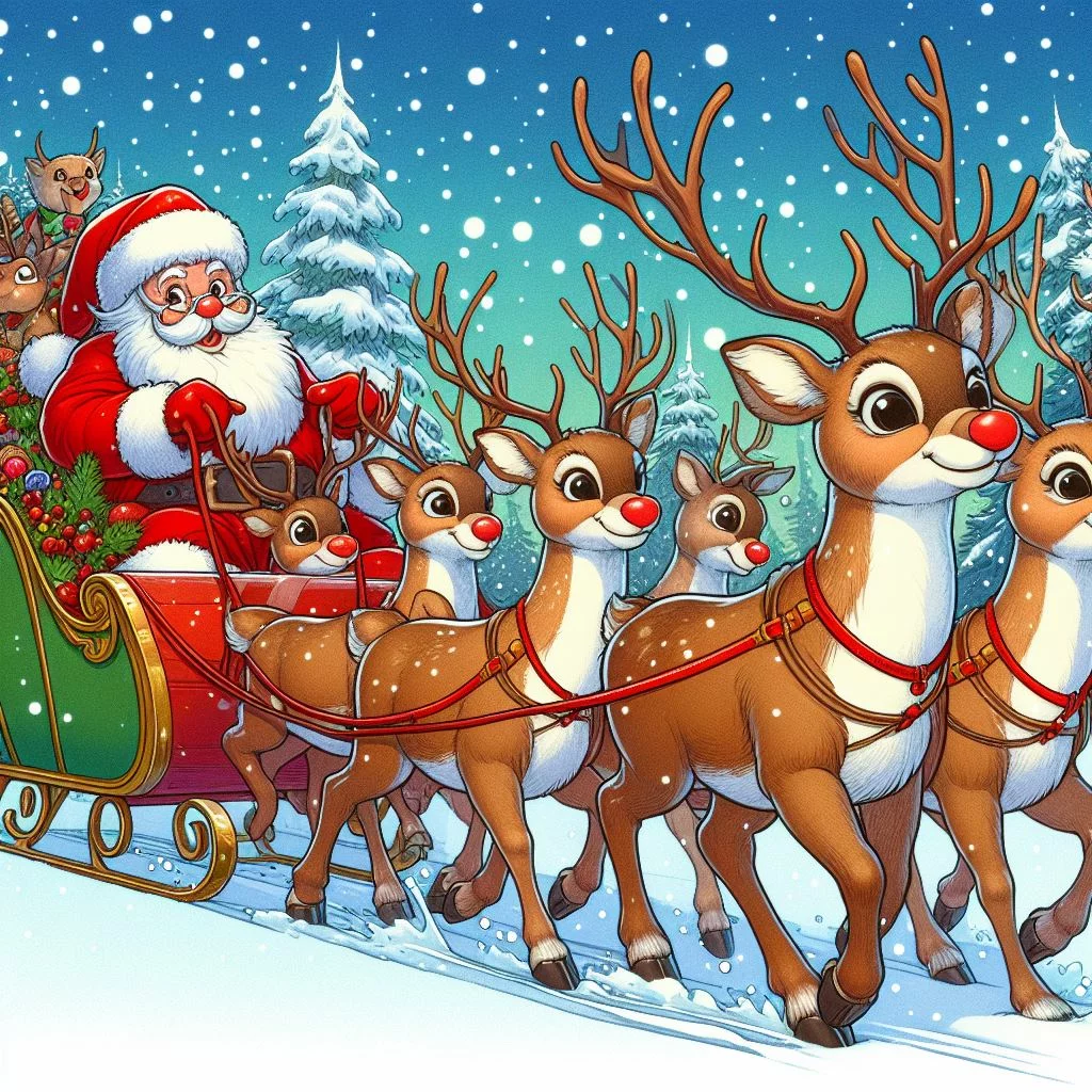 Cuento de Navidad Rudolph: Rudolph lideró el trineo de Papá Noel a través de la oscuridad y la niebla