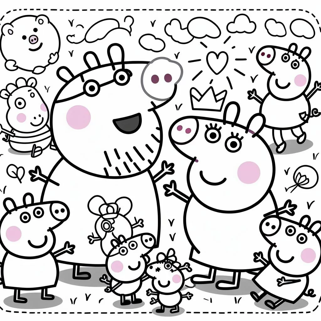 Dibujos de Peppa Pig para colorear con su familia 2
