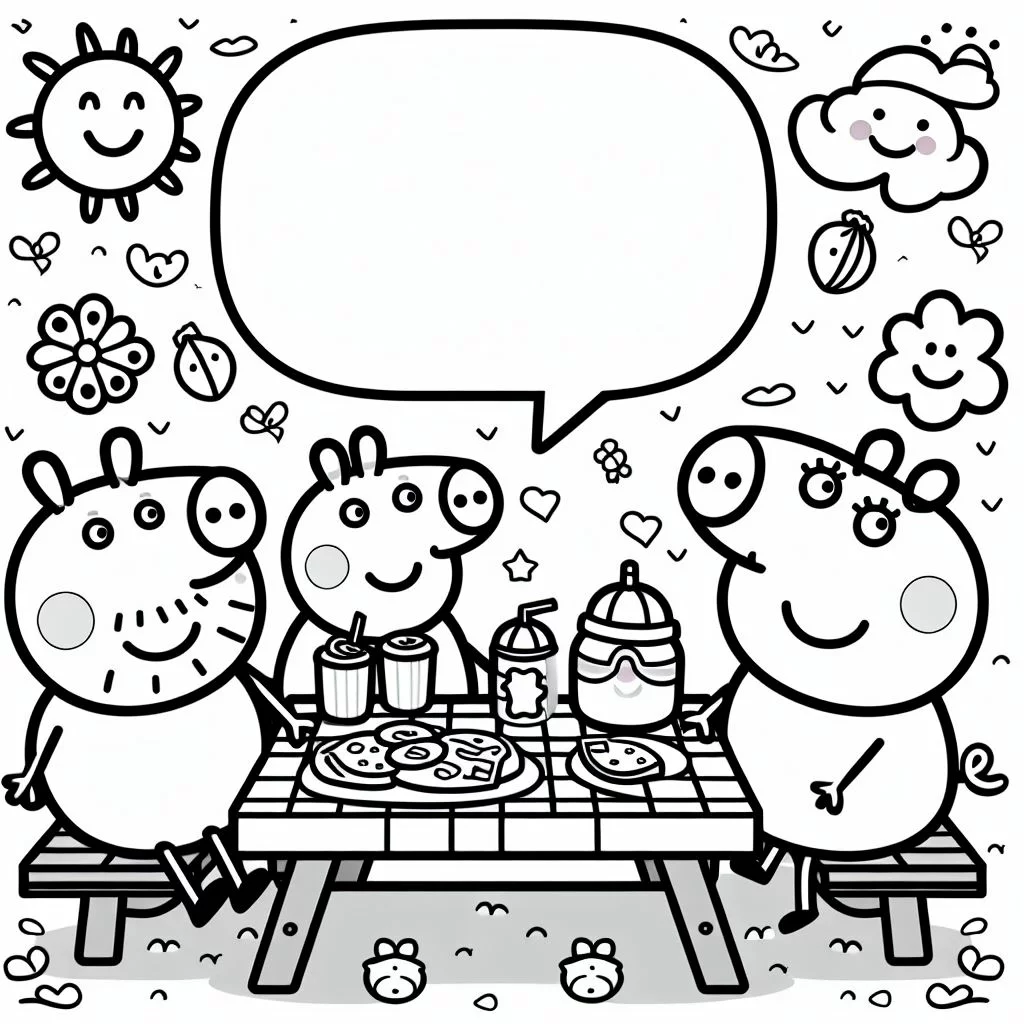 Dibujos de Peppa Pig para colorear con su familia 6