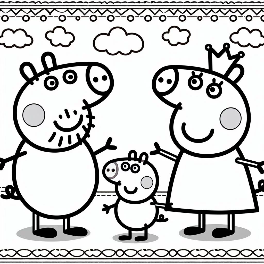 Dibujos de Peppa Pig para colorear con su familia 4