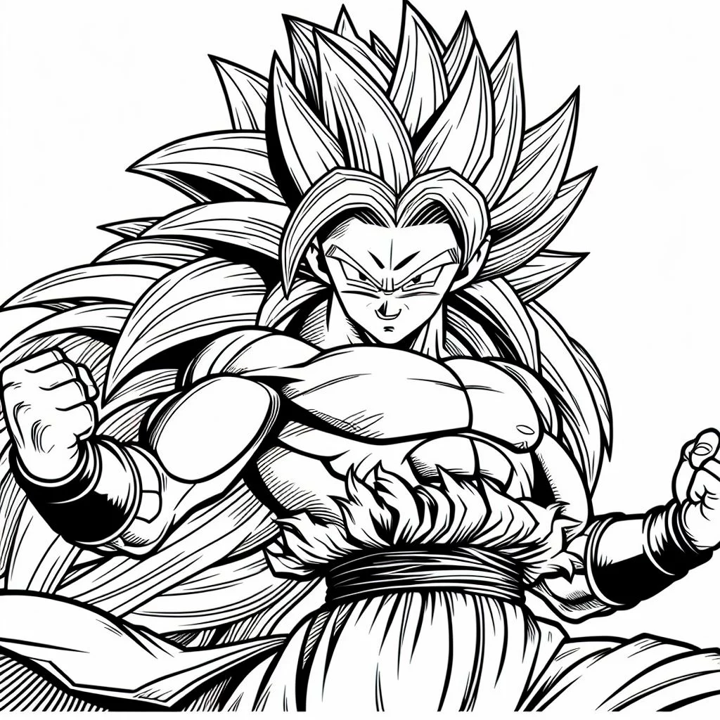 Dibujos de Dragon Ball para Colorear: Goku en tercera Fase para colorear