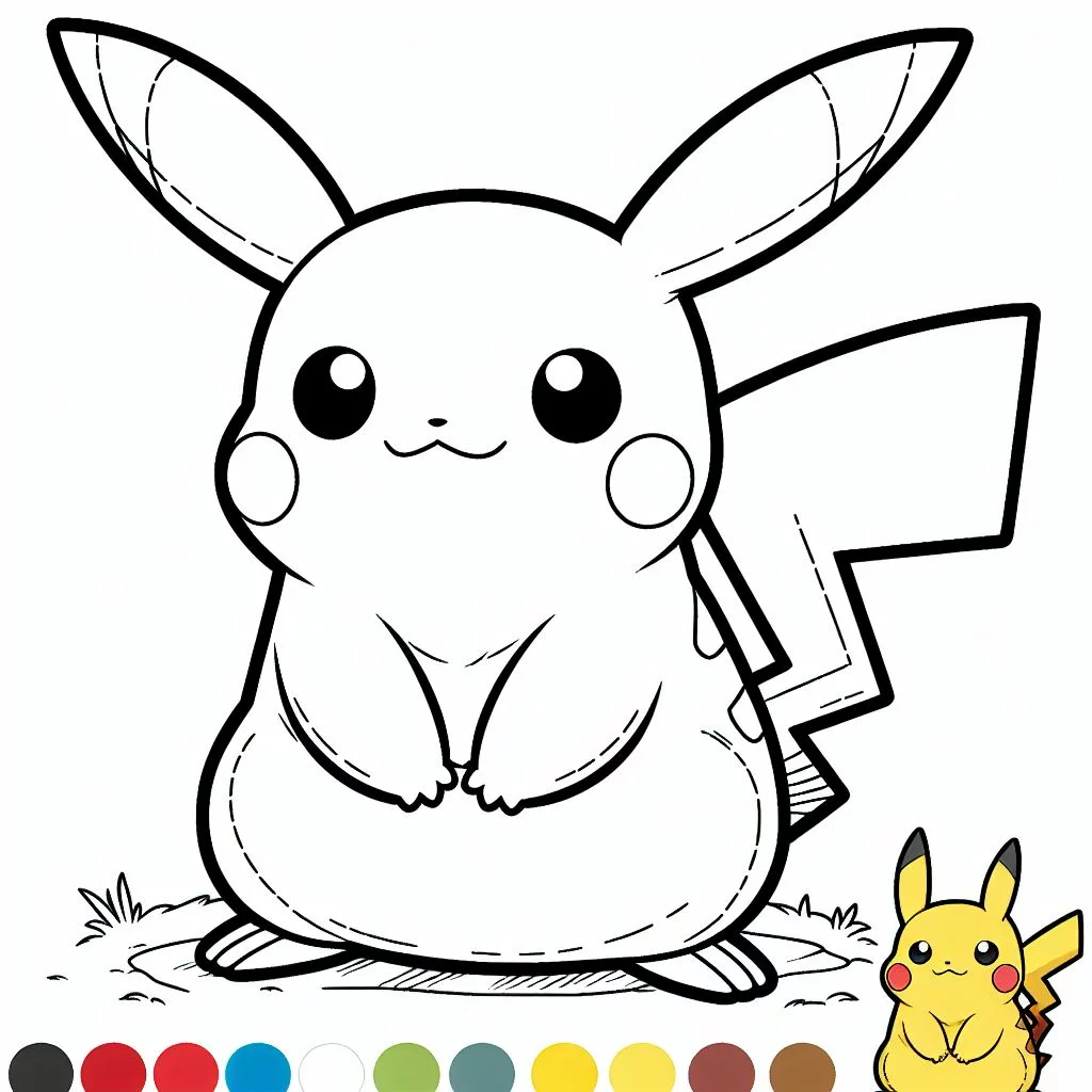 Dibujos de Pokémon para Colorear Pikachu: pintar a pikachu