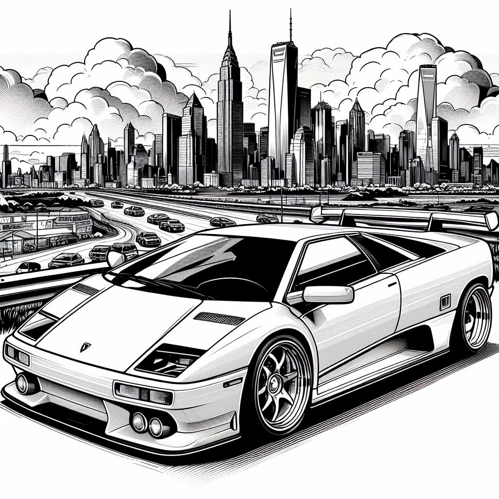 Dibujos de Coche Lamborghini Diablo para Colorear