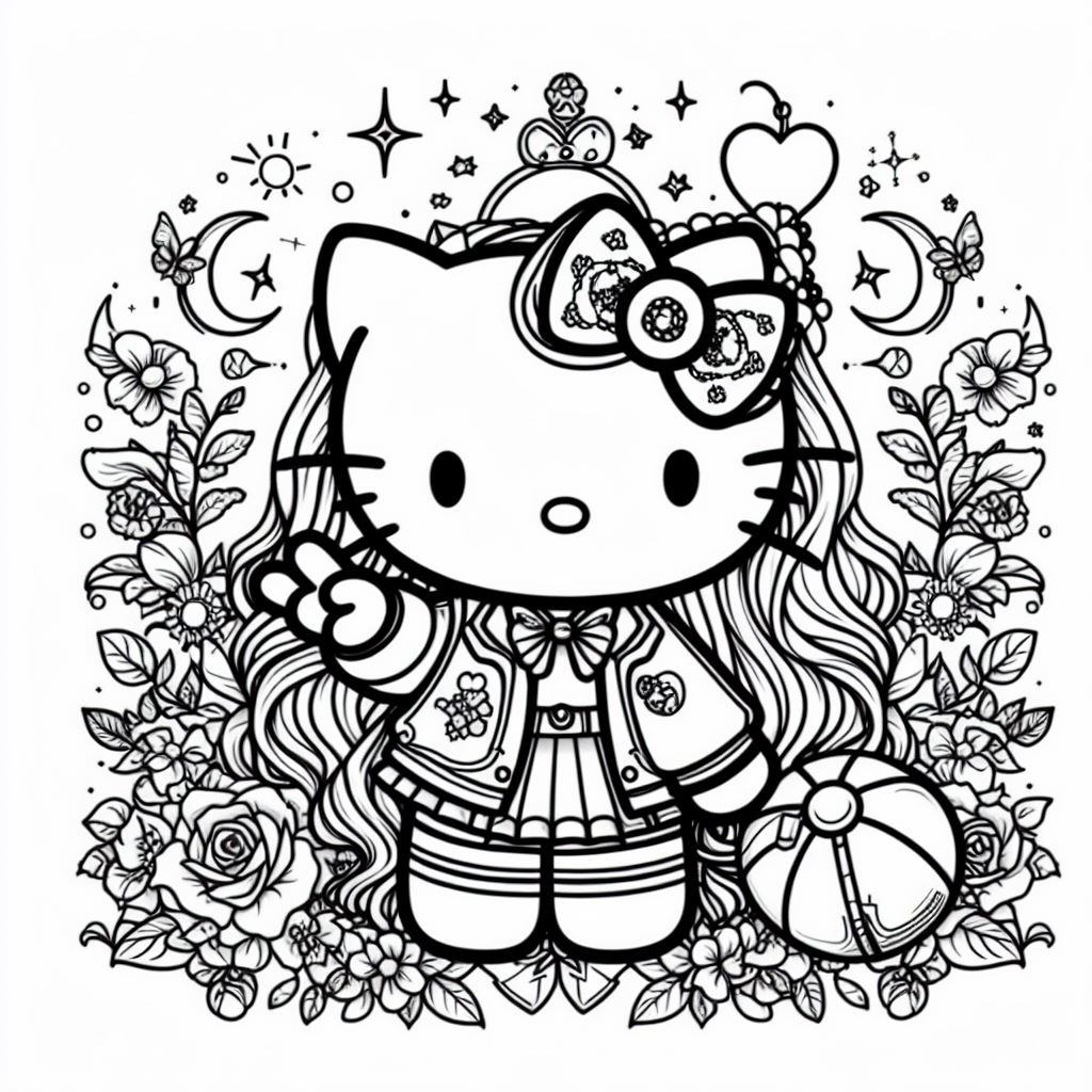 Dibujos Aesthetic de Hello Kitty para Colorear