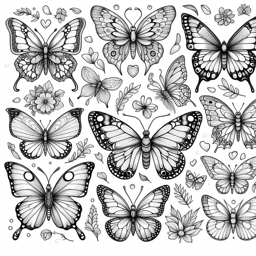 Dibujos Aesthetic de Mariposas para Colorear