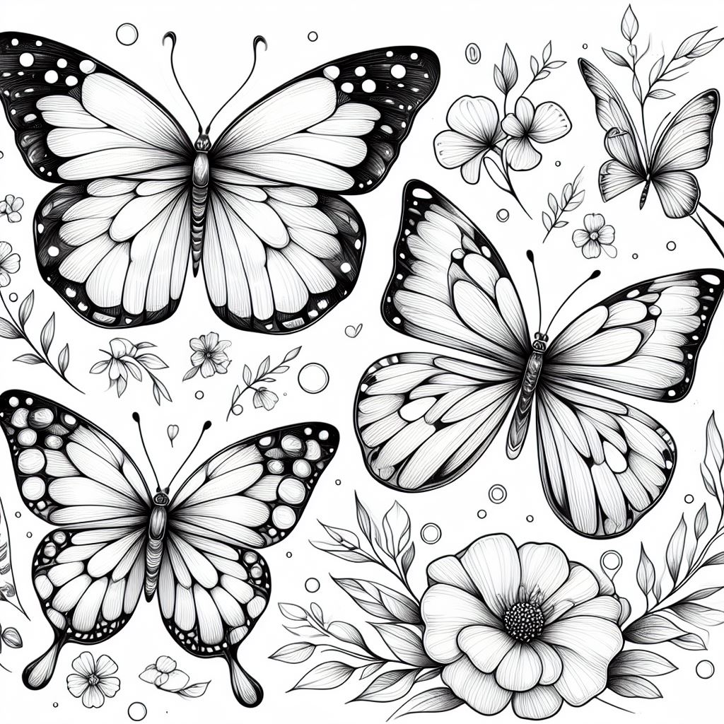 Dibujos Aesthetic de Mariposas para Colorear