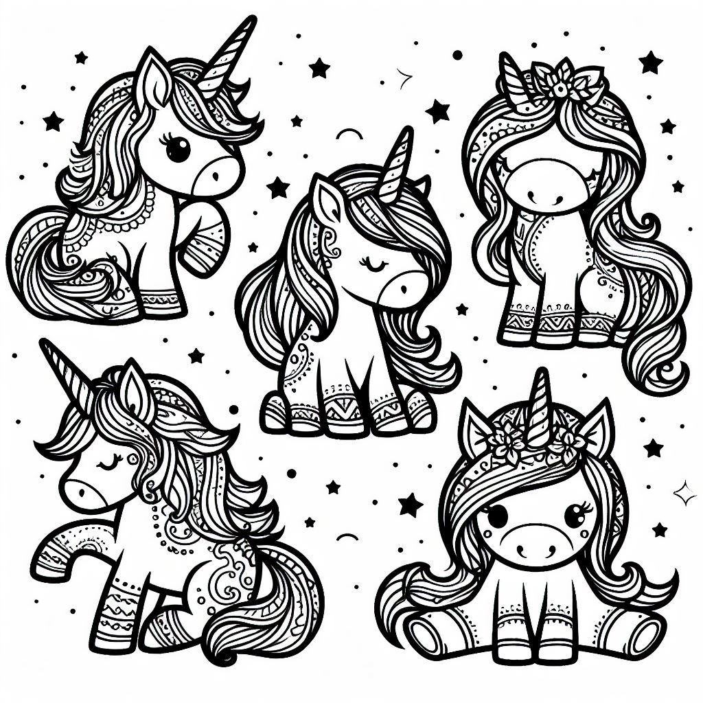 Dibujos de Bebés Unicornio para Colorear