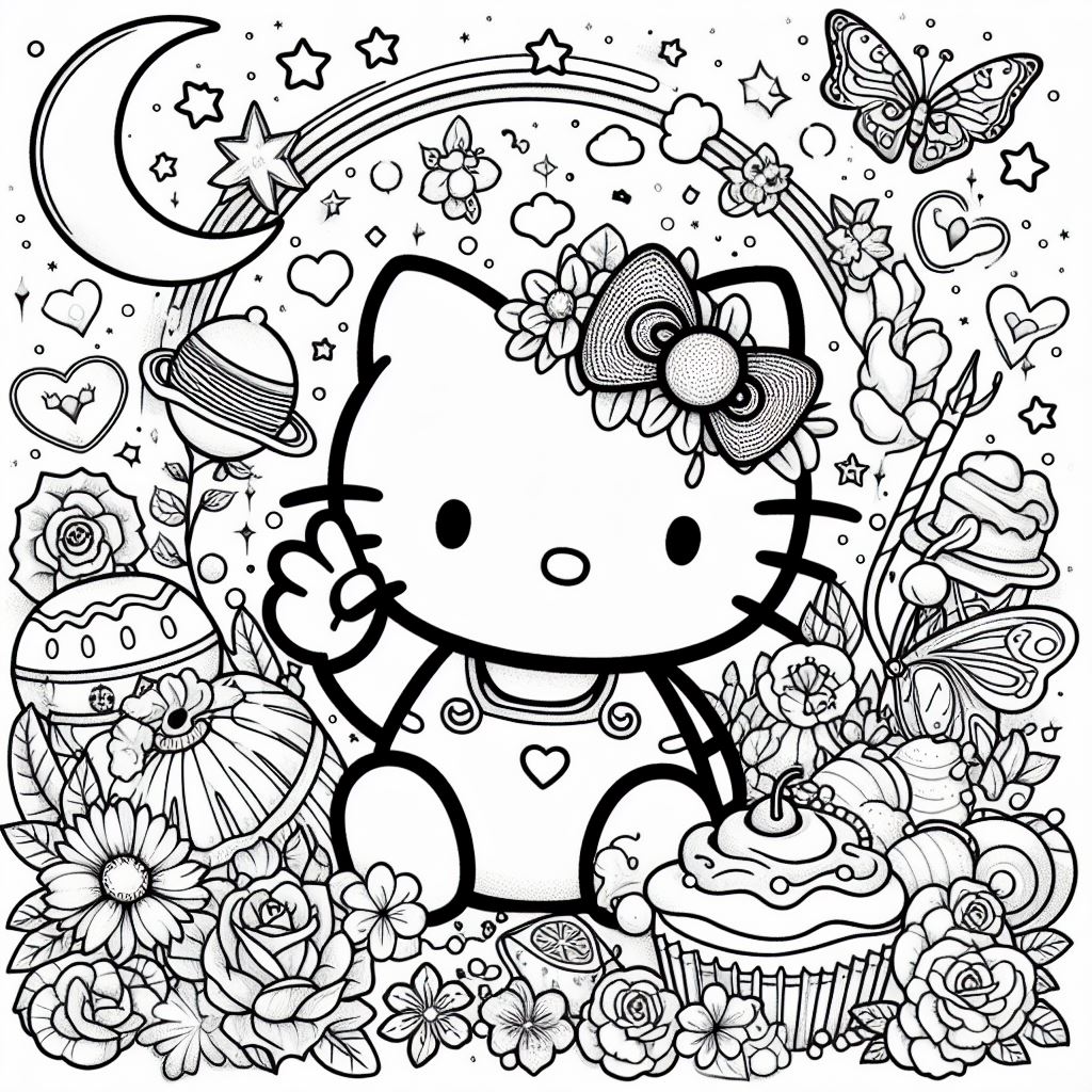 Dibujos Aesthetic de Hello Kitty para Colorear