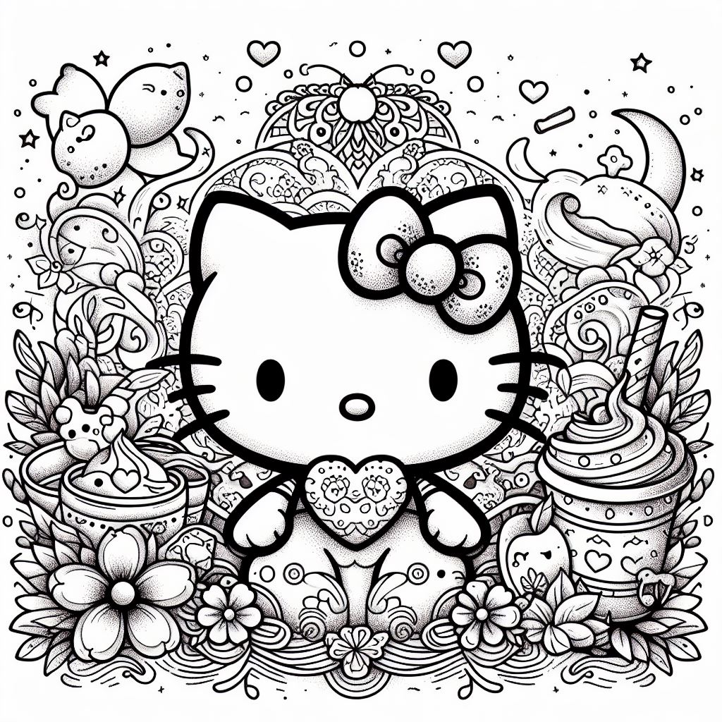 Dibujos Aesthetic de Hello Kitty para Colorear