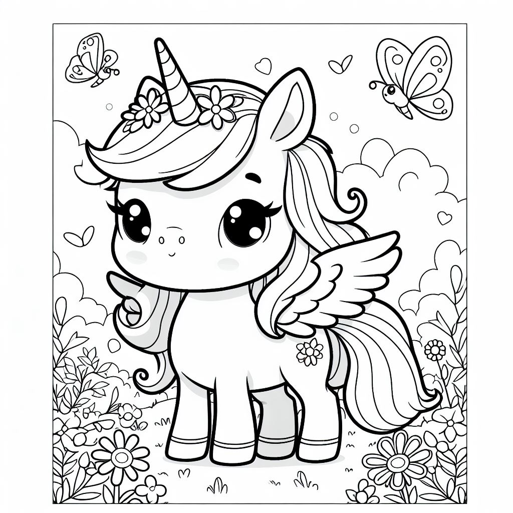 Dibujos de Bebés Unicornio para Colorear