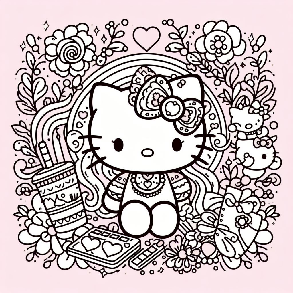 Dibujos Aesthetic de Hello Kitty para Colorear