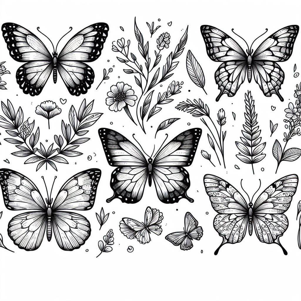 Dibujos Aesthetic de Mariposas para Colorear