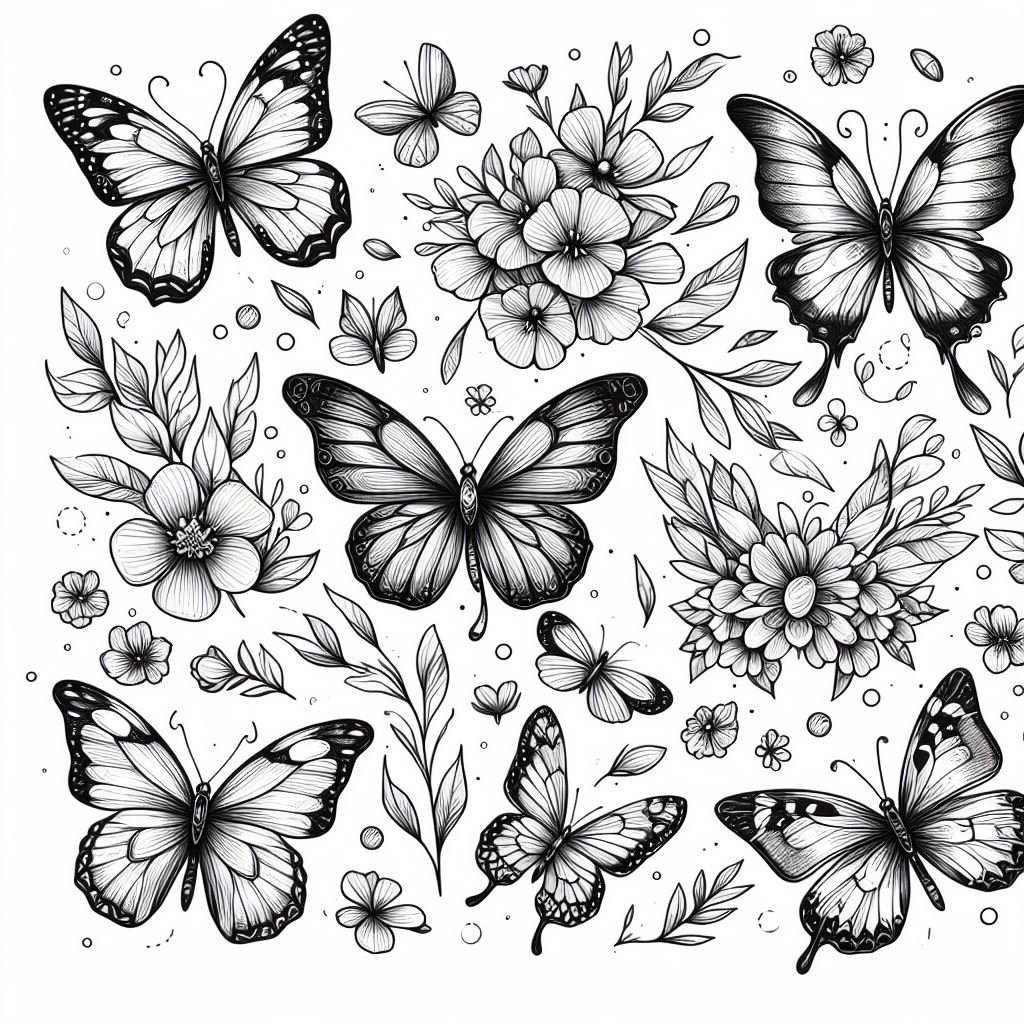 Dibujos Aesthetic de Mariposas para Colorear