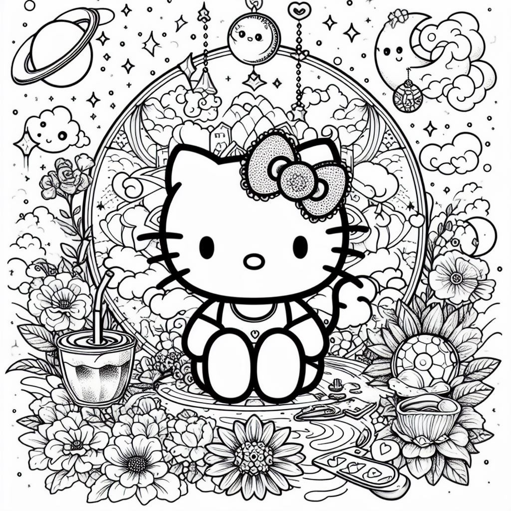 Dibujos Aesthetic de Hello Kitty para Colorear