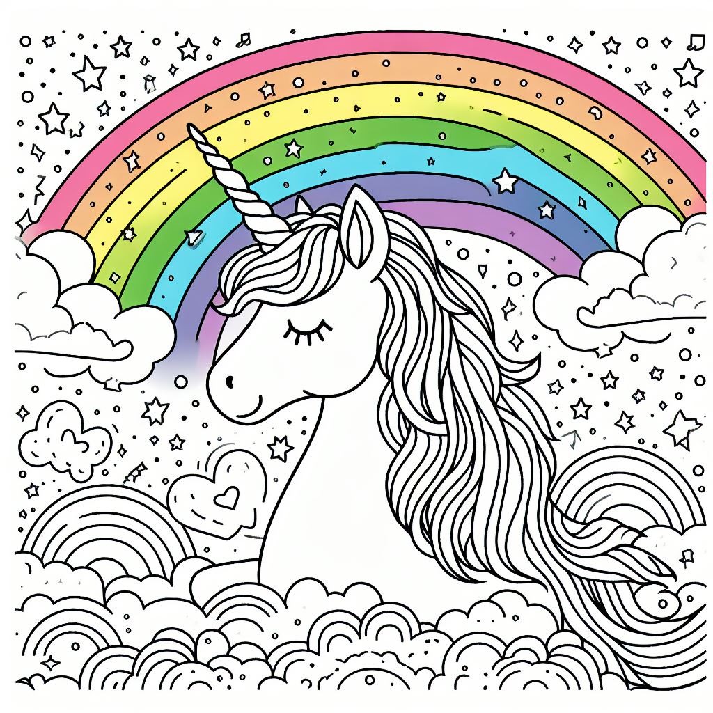 Dibujo de Unicornio con Gran Melena para Pintar